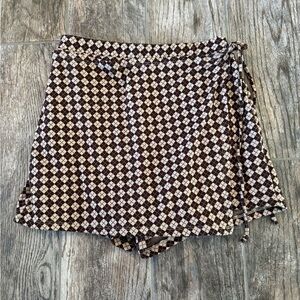 Kirious Los Angeles Brown & Cream Check Wrap Skort